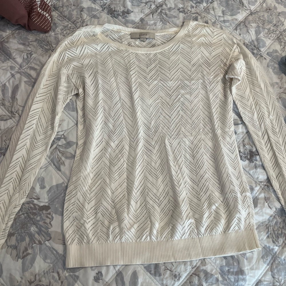 Ann Taylor Loft white sweater, lightly worn, size small